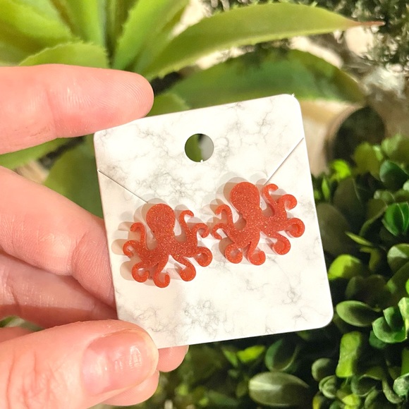 Acrylic Octopus Stud Earrings - Picture 2 of 2